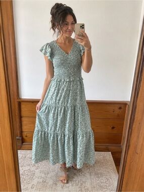 Sea New York Tiered Smocked Midi Dress Size 4